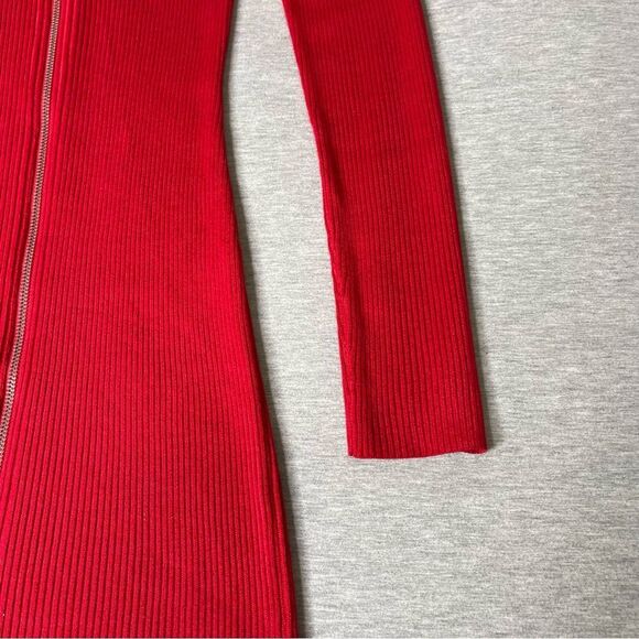 Macy’s Planet Gold Women’s Front Zip Ribbed Bodycon Dress - Picture 7 of 13